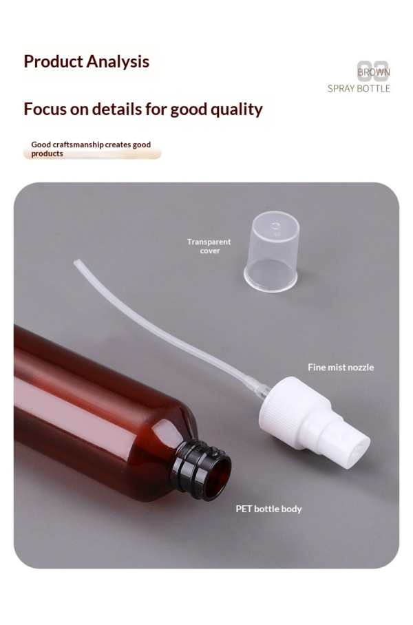 Amber Spray Bottle Structure PET Body Mist Nozzle Transparent Cover