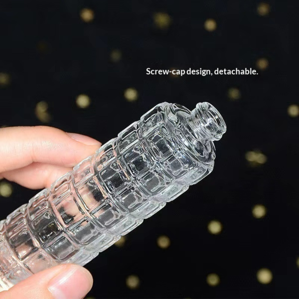 Bamboo Texture Glass Body Screw-Neck Design