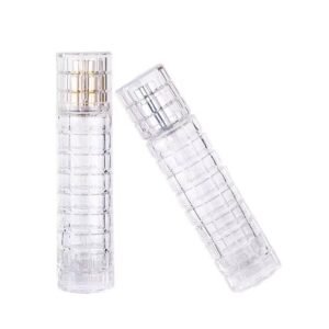 Bamboo Texture Glass Spray Bottles White Background Pair