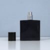 Black Square Glass Bottle with Cap Beside