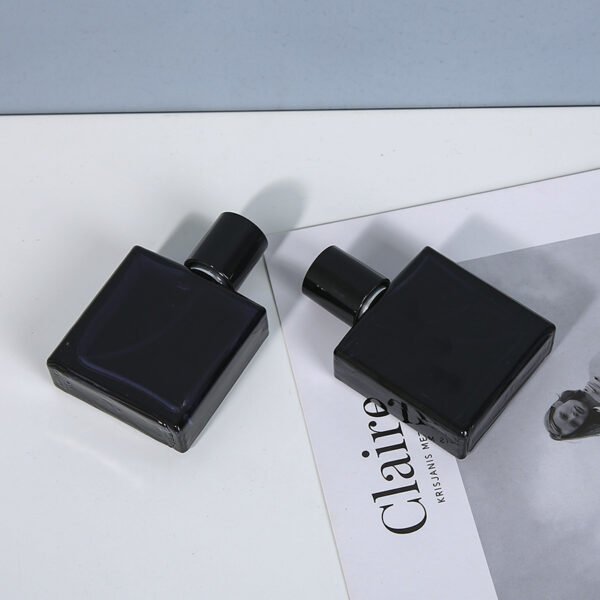 Black Square Bottles Angled Pair Scene