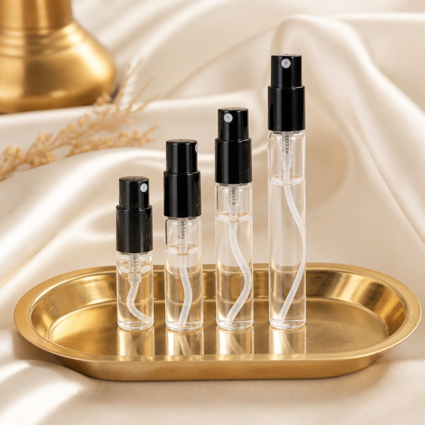 Clear Spray Bottles Gift Set on Golden Tray