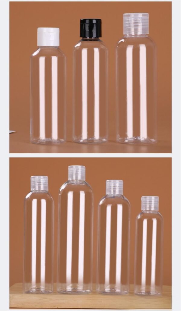 Flip-Top Bottles Multiple Capacities — White Black Transparent Caps