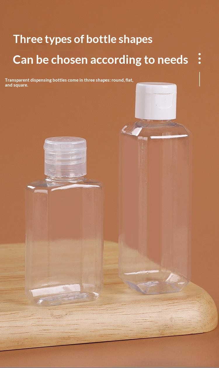 Three bottle shapes — round, flat and square