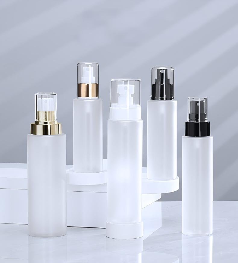 Frosted PET Spray Bottles White Gold Black Pump Options