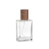 Square Glass Perfume Spray Bottle 50ml Walnut Wooden Cap