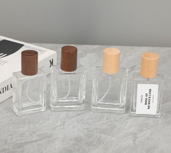 Glass Perfume Spray Bottles Full Range Four Wooden Cap Options