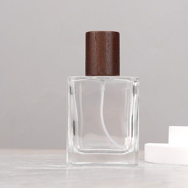 50ml Square Glass Perfume Bottle Walnut Cap