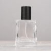 50ml Square Glass Spray Bottle Black Wooden Cap