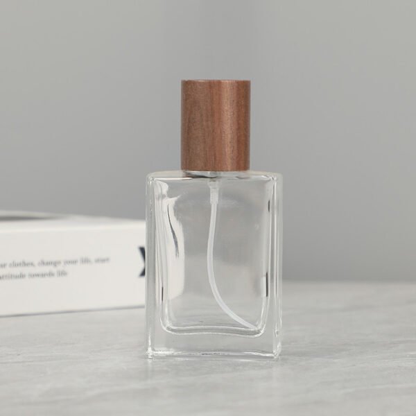 50ml Square Glass Spray Bottle Dark Wood Cap