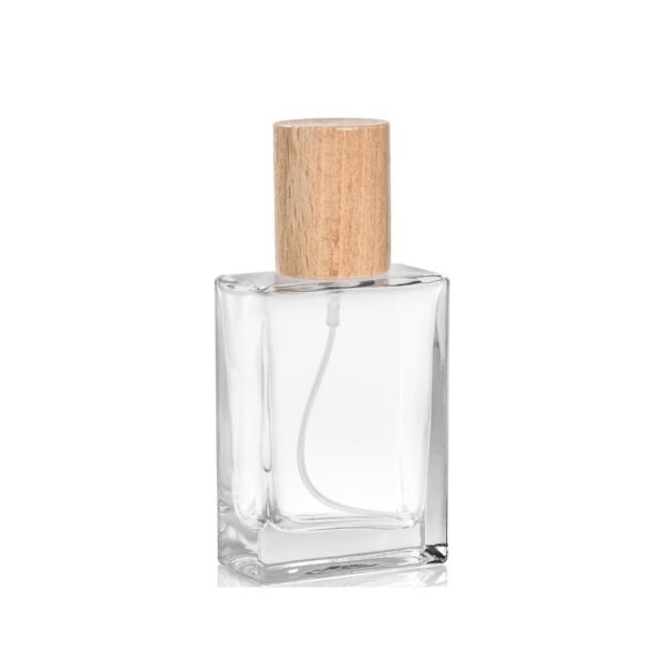 50ml Square Glass Perfume Bottle Beech Cap White Background