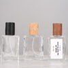 Glass Perfume Bottles Row Black Beech Walnut Caps