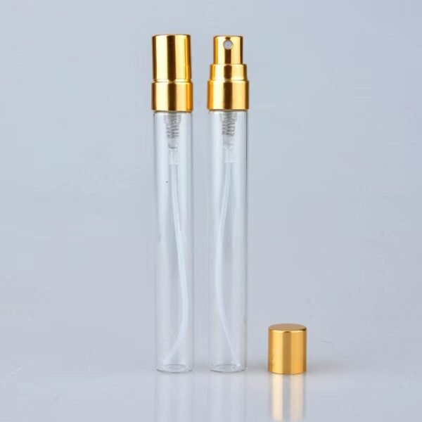 10ml Mini Glass Spray Bottles with Gold Semi-Cover Atomizer