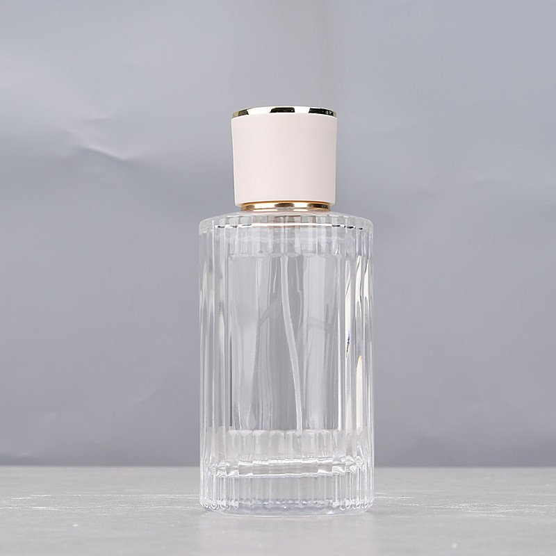 Ribbed Glass Bottle 100ml White Background
