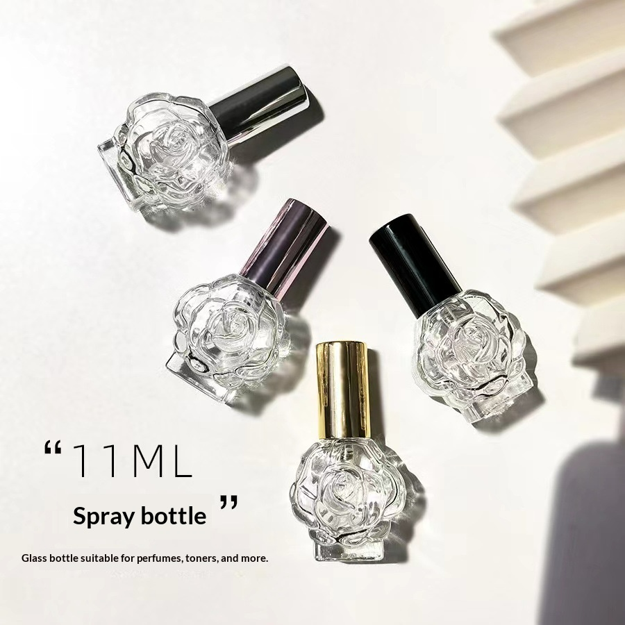 Rose Shaped Glass Spray Bottles 11ml Four Sprayer Colors