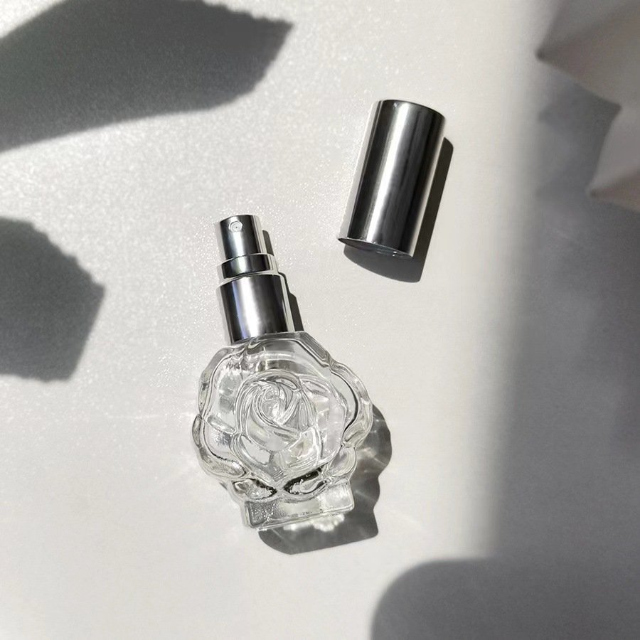 Rose Glass Bottle Silver Sprayer Sunlight Shadow