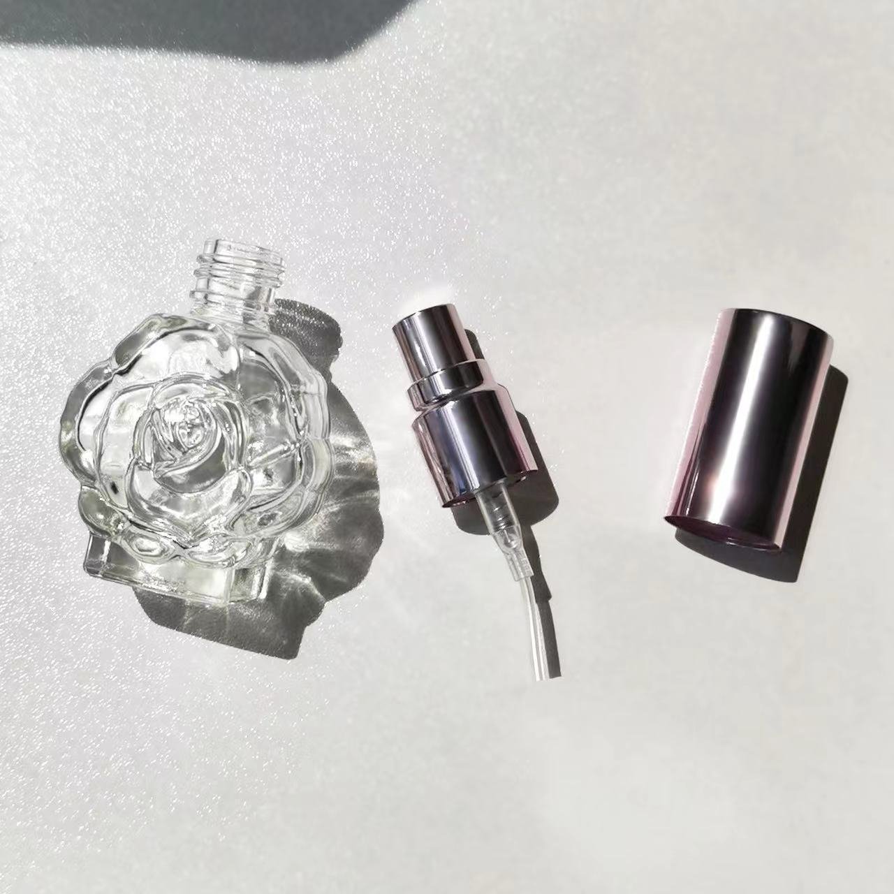 Rose Bottle Components Glass Body Sprayer and Cap