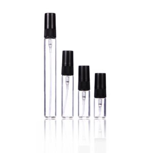 Slim Clear Glass Perfume Spray Bottles 2ml-10ml Black Cap