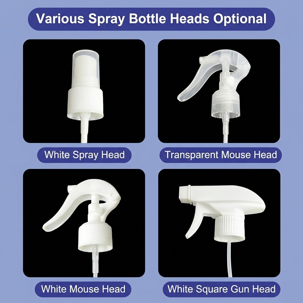 Various spray bottle heads optional