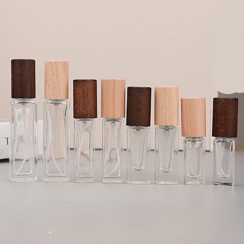 Wooden Cap Glass Perfume Spray Bottles Eight Bottle Family