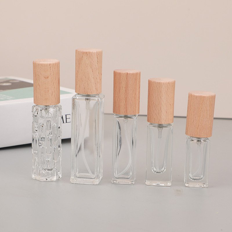 Light Beech Cap Glass Bottles Five Sizes