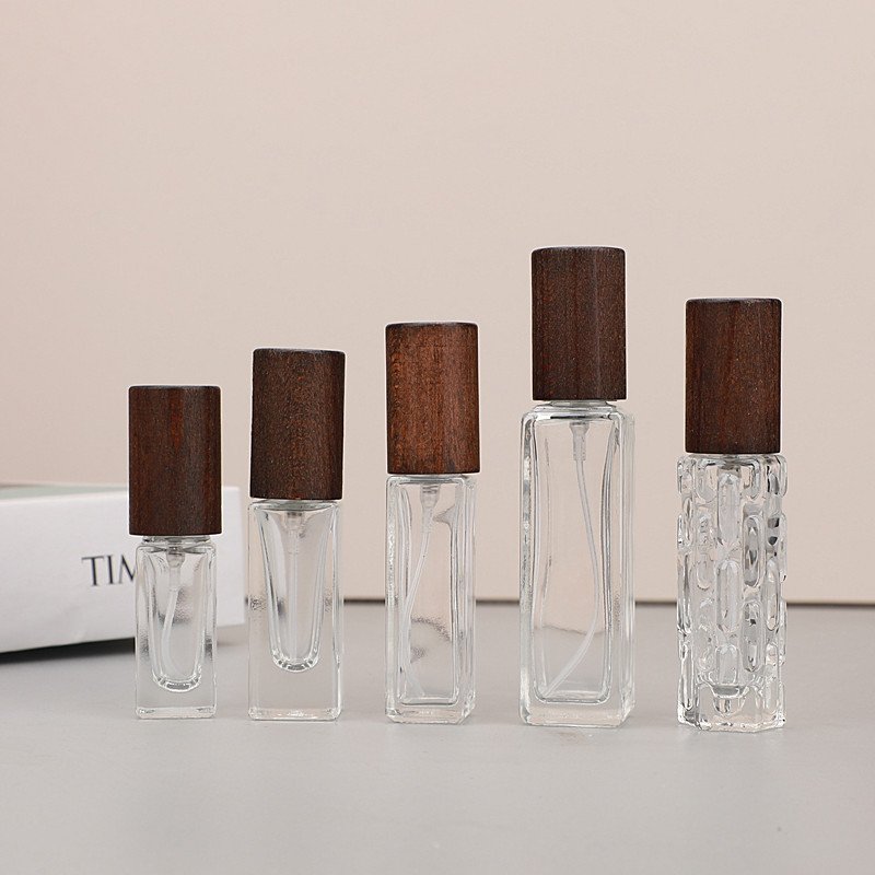 Dark Beech Cap Glass Bottles Five Sizes