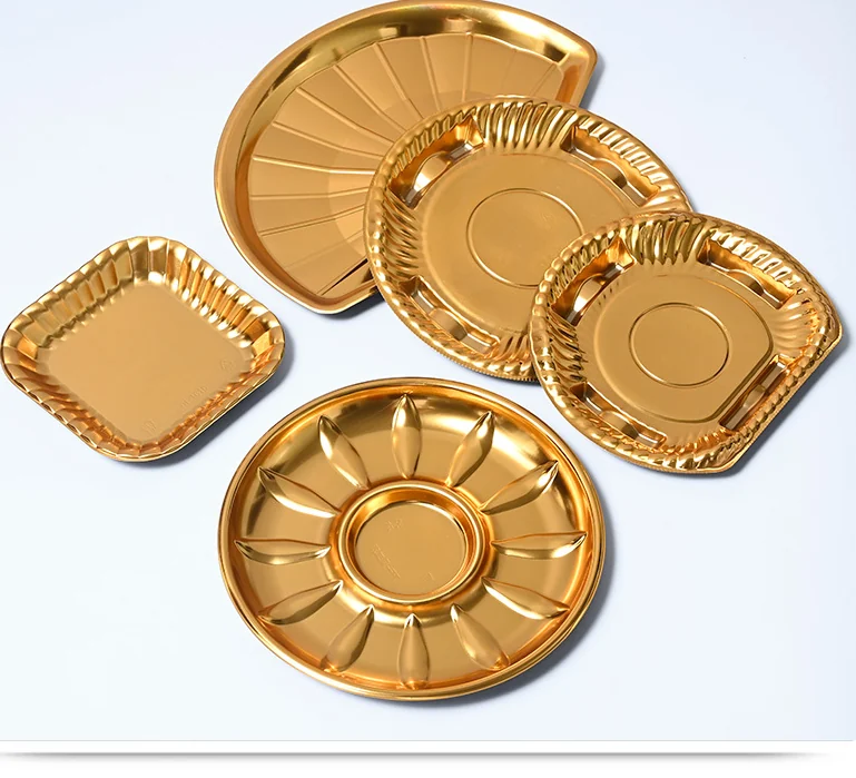 Gold disposable PET trays collection