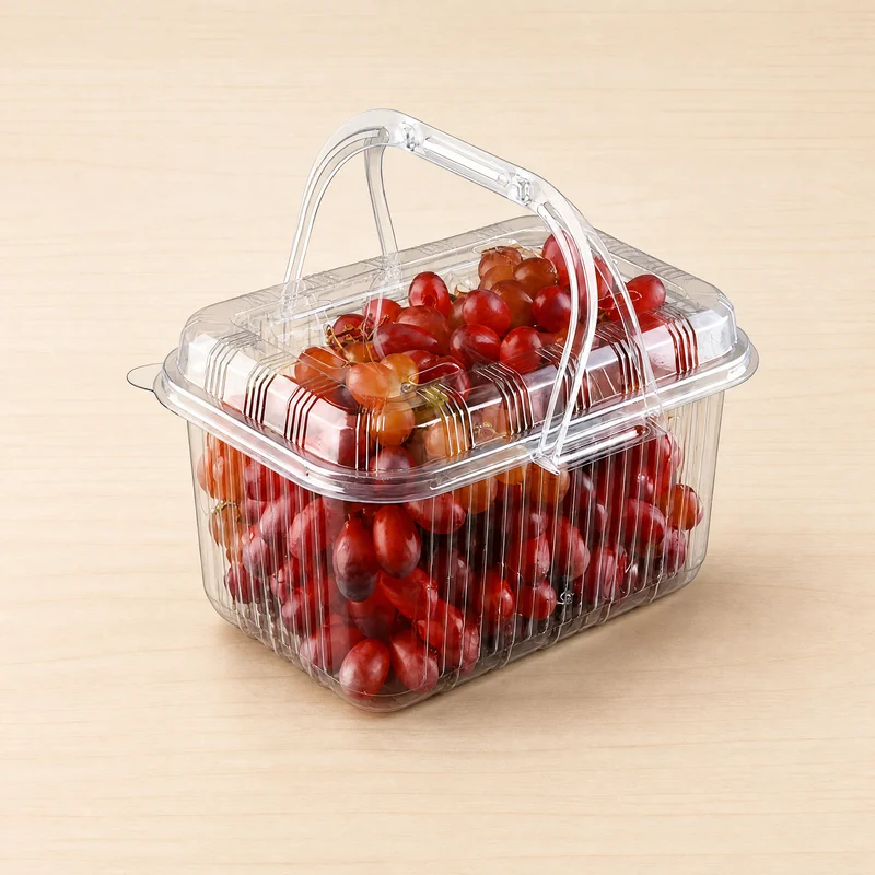 SS-1000-1500 Clear PET Handle Fruit Box 35–52.8 oz / 1000–1500 g
