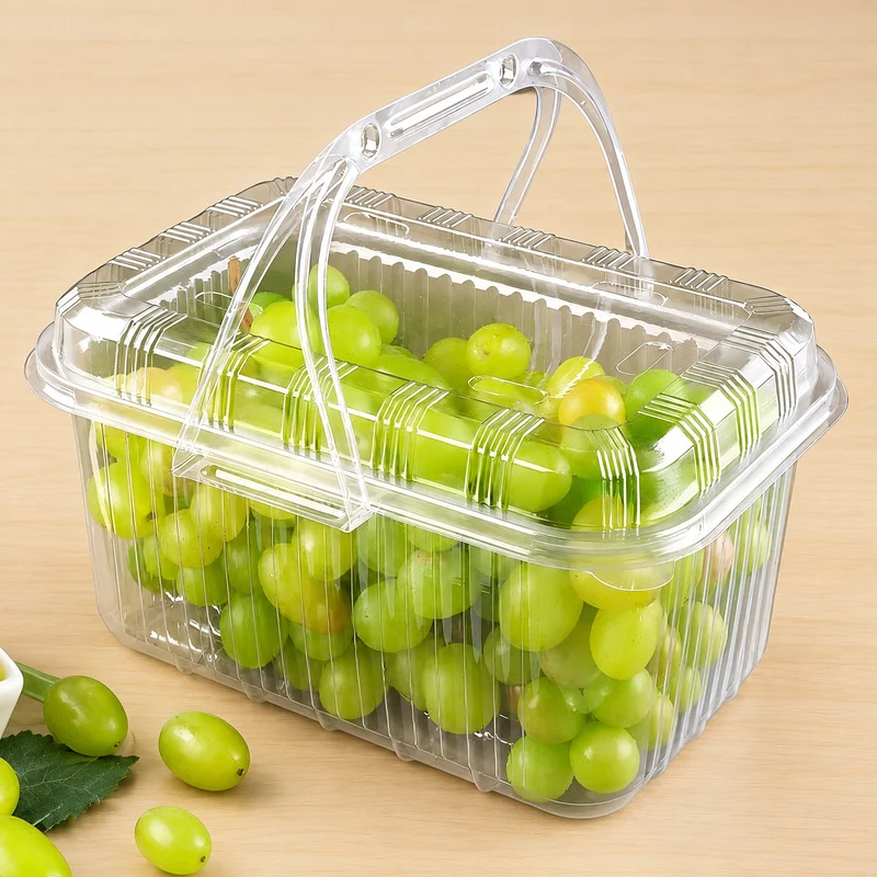 SS-1500-2500 Clear PET Handle Fruit Box 52.8–88 oz / 1500–2500 g