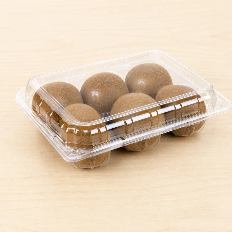 SSCKC-1-6S Clear PET Cavity Kiwi Clamshell 6-Cell