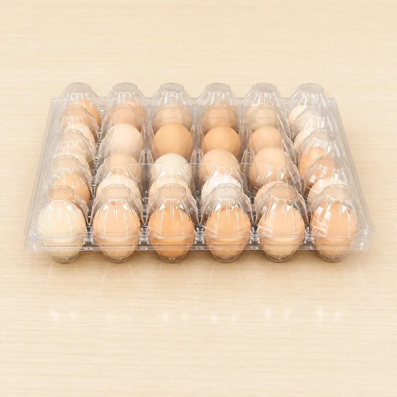 SSWWJ-30L-N Clear PET Chicken Egg Carton 30-Cell Large (Small Label Area)