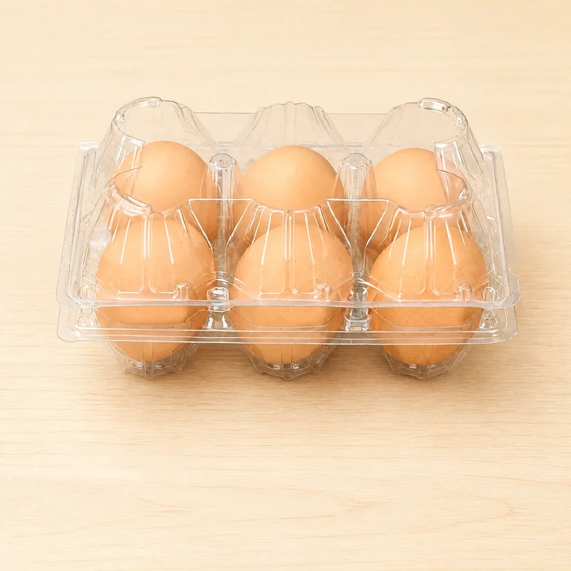 SSWWJ-6L Clear PET Chicken Egg Carton 6-Cell Large