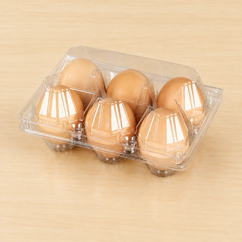 SSWWJ-6M Clear PET Chicken Egg Carton 6-Cell Medium